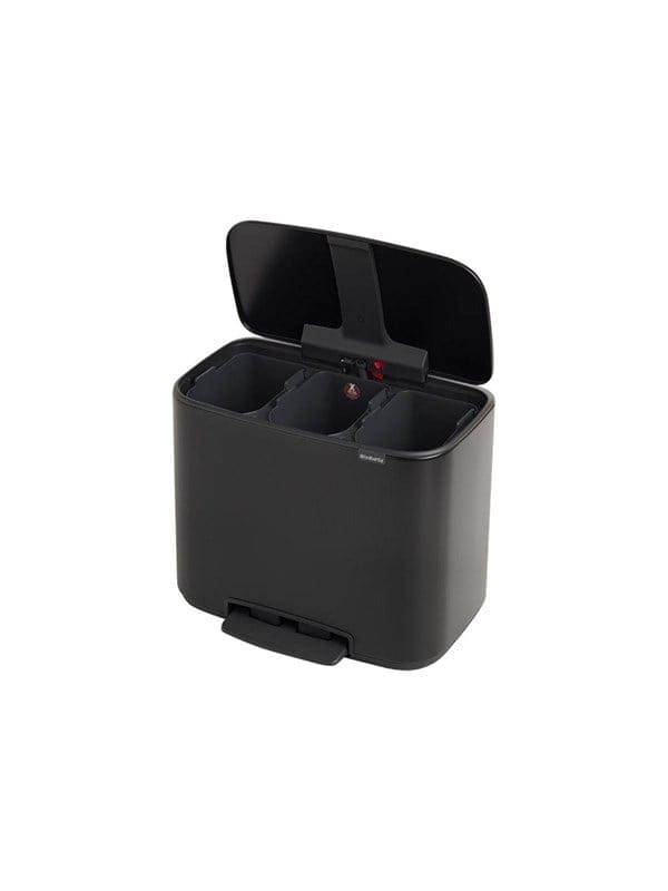 Brabantia Bo Pedal - Abfalleimer, Edelstahl, 3 Inneneimer, Schwarz, 3 x 11 Liter