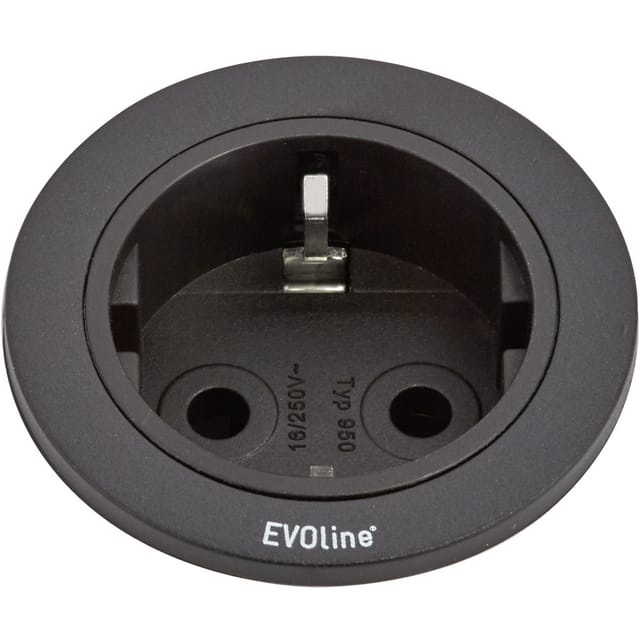 159280000900 Einbau-Steckdosenleiste 1fach Schwarz 1 St. - Evoline