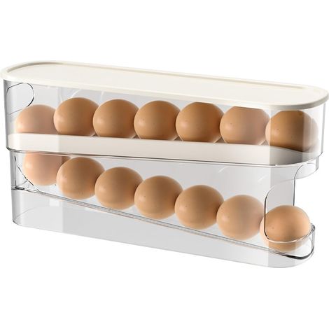 Eieraufbewahrungsbox Für Den Kühlschrank, Rollbarer Eierhalter, Lebensmittelecht, Mit Deckel, Für Die Kühlschranktür