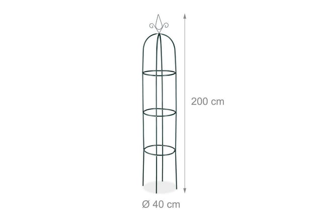 Relaxdays - Rankhilfe, rund, freistehend, Rosen, Tomaten, Wein, Garten, wetterfest, xl Rankobelisk, h: 200 cm, dunkelgrün