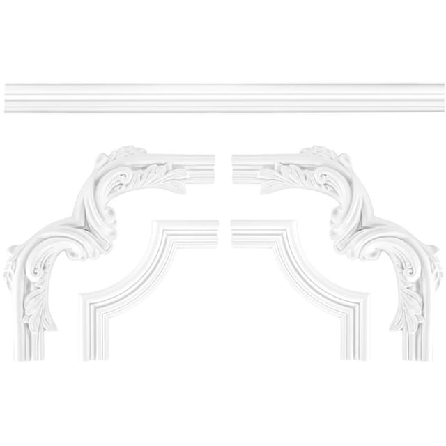 Wand- und Deckenumrandung Fries Stuck pu stoßfest CR818: Segment CR818B - 300 x 300 x 28 mm