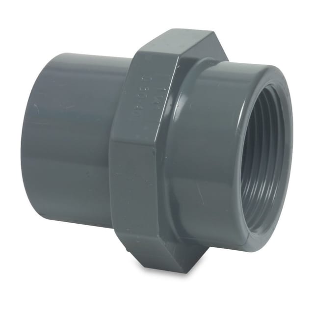 Mega Group - Mega Gewindemuffe pvc-u 50/63 mm x 2 Zoll Klebemuffe/Klebestutzen x Innengewinde 10 bar, grau