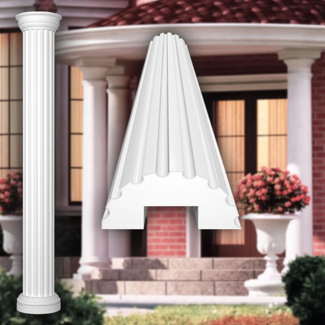 Prestige Decor - Säulen und Halbsäulen Fassade rund Set Auswahl 255mm LC101: Halbrund, Schaft kanneliert