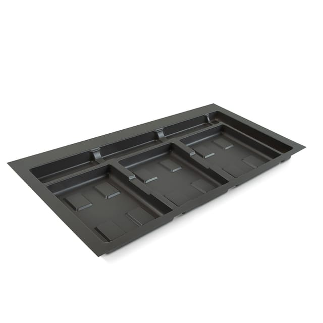 Basis Recycle für RecyclingRecyclingbehälterfür Küchenschublade, 3 Fächer, Modul 900mm, Kunststoff anthrazitgrau - Emuca