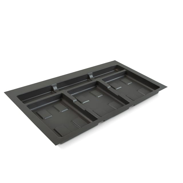 Basis Recycle für RecyclingRecyclingbehälterfür Küchenschublade, 3 Fächer, Modul 800mm, Kunststoff anthrazitgrau - Emuca