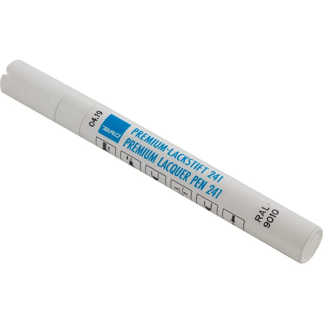 Non-Stop Premium Lackstift 241 - Lack Retuschierstift für Holz, Kunststoff- und Metalloberflächen, reinweiß ral 9010 - 12 Stück - BAO