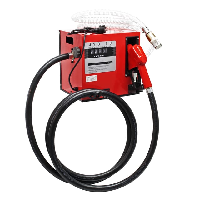 Heizöl- und Dieselpumpe 230V/550W 60l/min selbstsansaugend, zur Wandmontage, Zapfpistole mit Abschaltautomatik, Kraftstoffpumpe - Wiltec