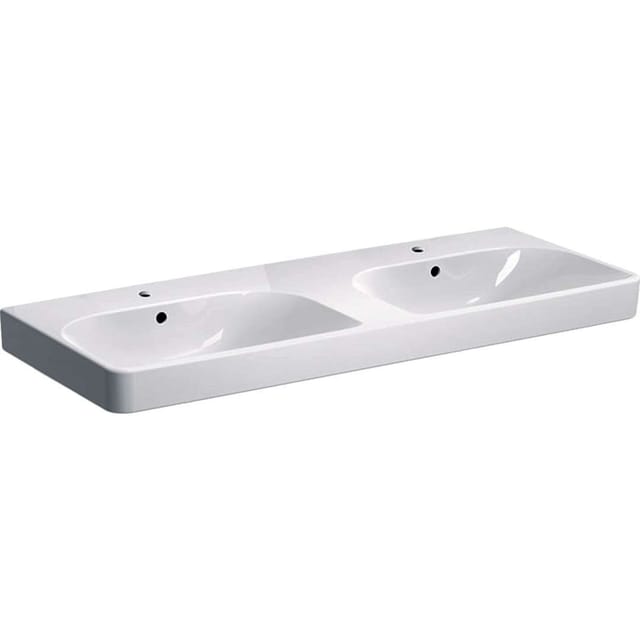 Ge Smyle Square Doppelwaschtisch 120x48cm, m. Hl., m.Ül., weiß