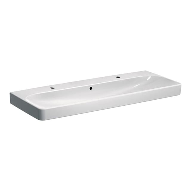 Smyle Square - Doppelwaschtisch 120x48 cm, mit Überlauf, 2 Hahnlöcher, weiß 500.253.01.1 - Geberit