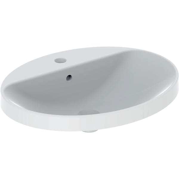 VariForm Einbauwaschtisch oval, 600x480mm, mit Hahnloch, - Geberit