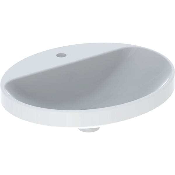 VariForm Einbauwaschtisch oval, 550x450mm, mit Hahnloch, - Geberit