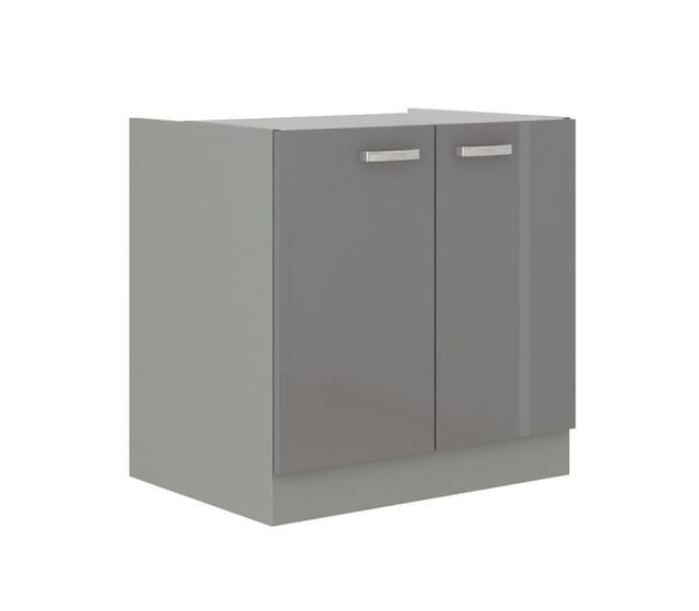 Küchen Preisbombe - Spülen Unterschrank 80 Hochglanz Grau Küchenzeile Küchenblock Küche Grey Bianca