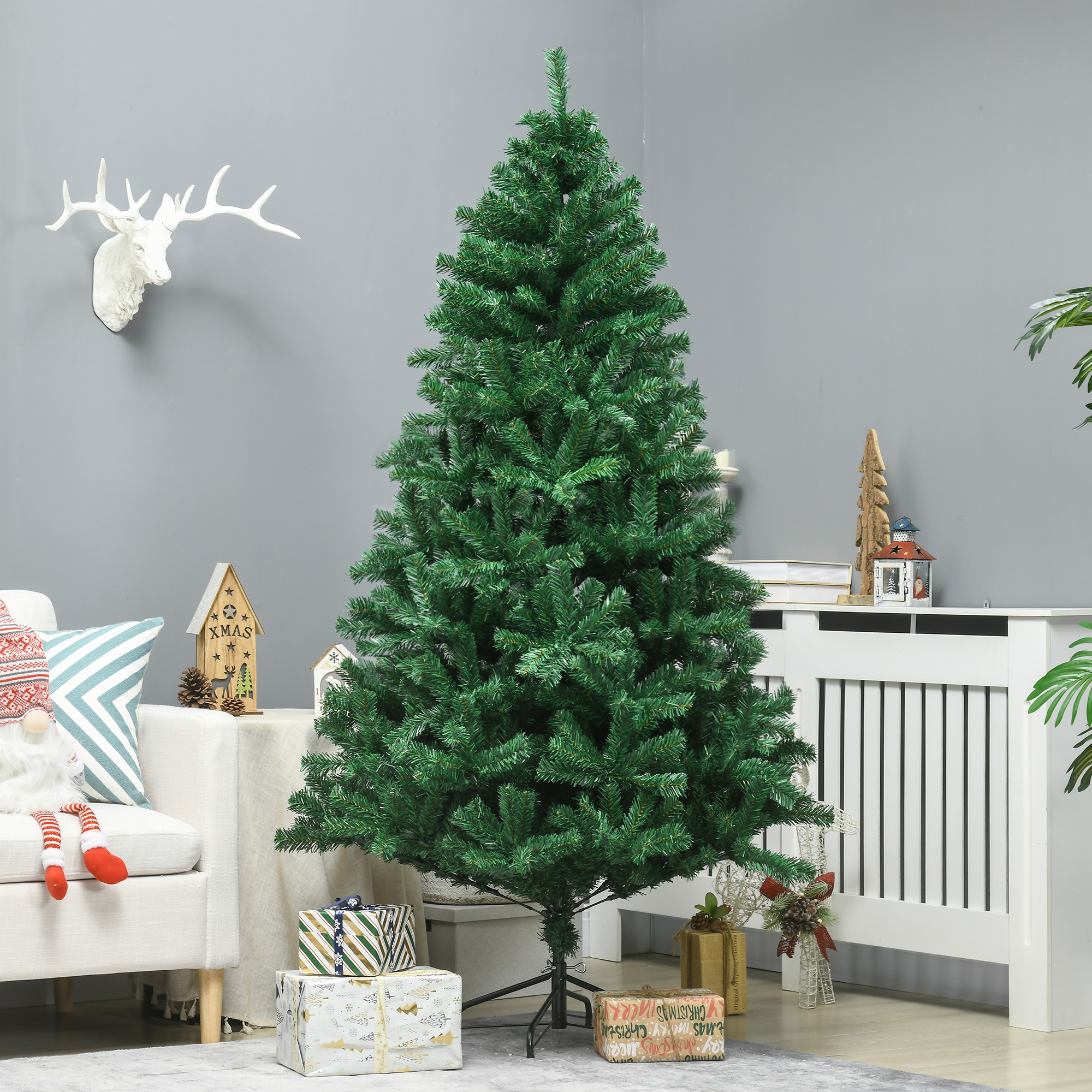 Künstlicher Weihnachtsbaum, 180 Cm Hoch, Mit 1000 Zweigen, Aus Kunststoff Und Metall, Ø 120 X 180 Cm, Grün