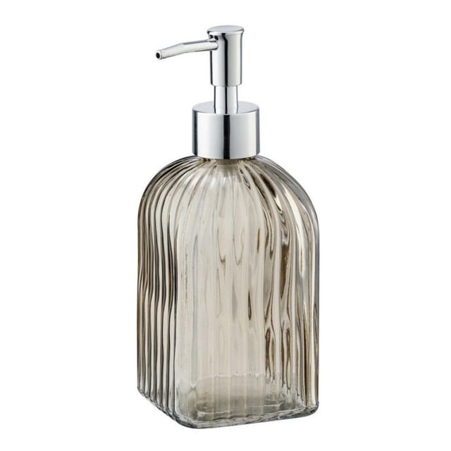 WENKO Seifenspender Vetro, eckig, Echtglas, Fassungsvermögen 520ml, 7,5x19x7,5cm, Braun