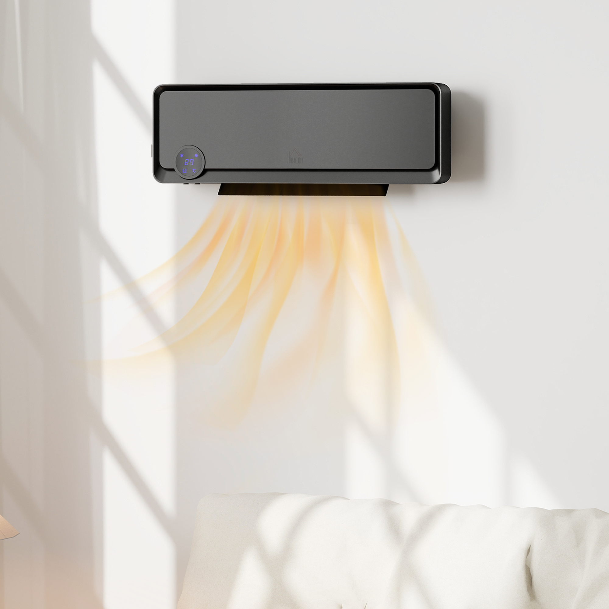 Elektrischer Wandheizkörper, 1000 W/2000 W, Mit Led-anzeige, Wasserdicht (ipx2) Und Fernbedienung, 56 X 11,7 X 18,5 Cm, Schwarz