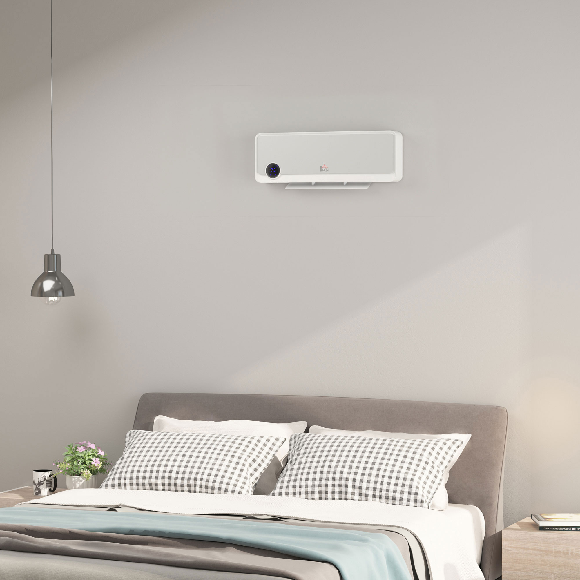 Wandmontierter Badezimmerheizkörper (1000 W/2000 W) Mit Fernbedienung, Led-anzeige, 12-stunden-timer Und Thermostat – Weiß