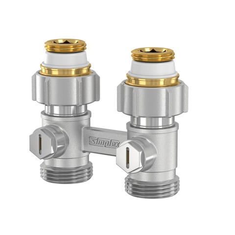 Zweirohr Hahnblock exclusiv D1/50 3/4' Eurokonus x 1/2' ag selbstdichtend Durchgang F10010 - Simplex