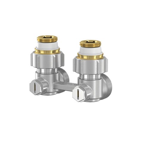 Zweirohr Hahnblock exclusiv E1/50 3/4' Eurokonus x 1/2' ag selbstdichtend Eckform F10012 - Simplex