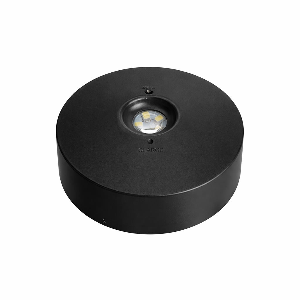 Led Notleuchte Aufbau 120lm Permanent/nicht Permanent Rund Schwarz 2.5 W