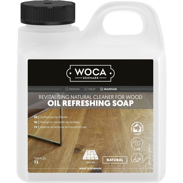 Woca Oil Refresher (Holzbodenseife), Reiniger- und Holzbodenpflege 1 Liter natur