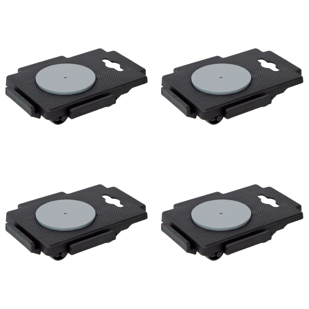 Transportroller Mit 8 Rollen 4 Stk. Schwarz Polypropylen 150 Kg