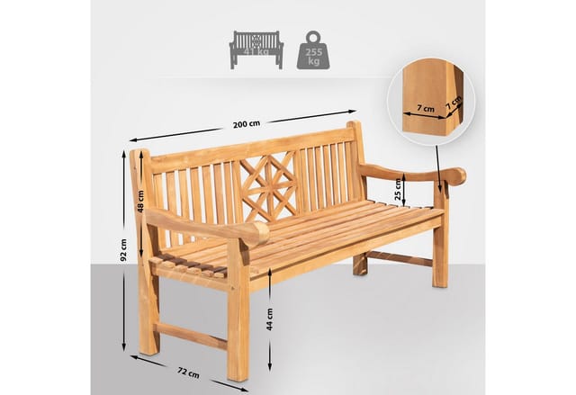 Teakbank Florida teak 200 cm