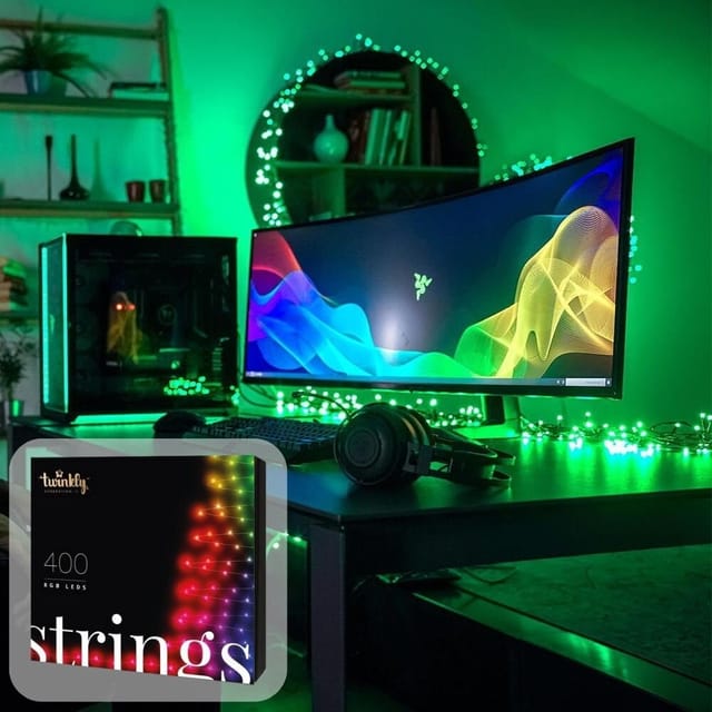 Strings – App-gesteuerte Led-lichterkette Mit 400 Rgb (16 Millionen Farben) Leds. 32 Meter. Schwarzes Kabel. Intelligente Beleuchtungsdekoration Für Den Innen- Und Außenbereich - Twinkly