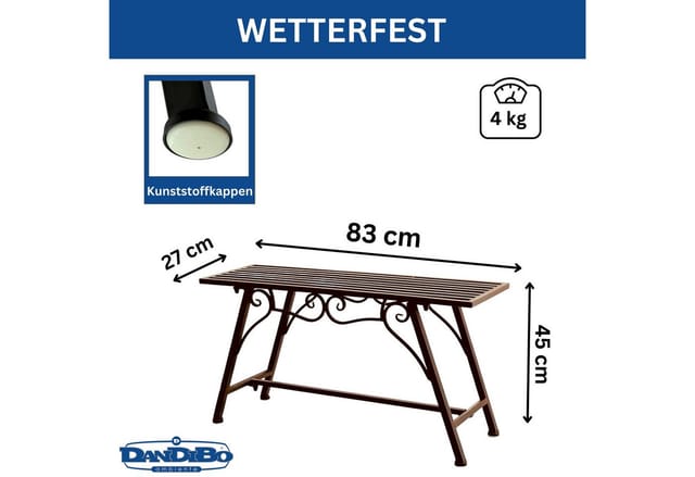 Gartenbank Wetterfest Metall 83 cm Sitzbank mit Ornamenten "Cucciu S" Robuste Eisenbank im Antik-Design Ideal für Garten, Terrasse & Balkon