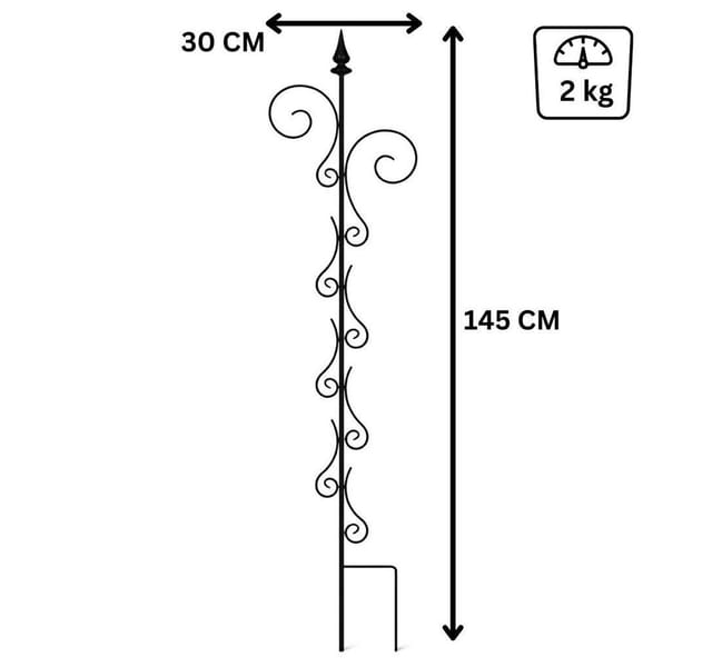 Dandibo - Rankhilfe mit 2 Halter Rankgitter aus Metall H-145 cm B-30 cm Kletterhilfe 2 Haken