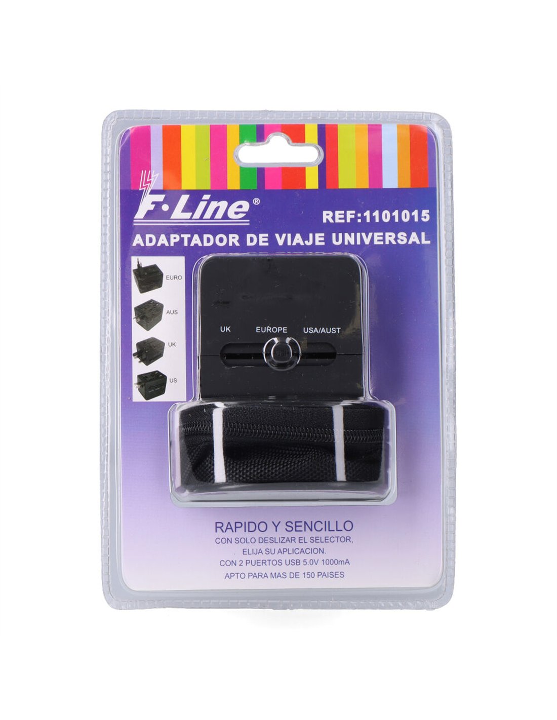 Universal-reiseadapter Mit 2 Usb-anschlüssen Und 3 Pins Für Eu, Uk, Usa/au, Schwarz, 45 X 55 X 60 Mm