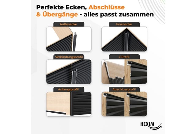 Siding Fassadenverkleidung Fassadenpaneele außen Außenwand wetterfest UV-beständig pvc-u: 24 Paneele, Anthrazit - Hexim