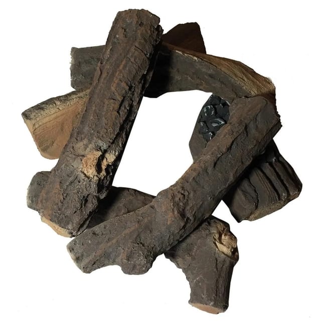 Brennholz Keramik in Fallholz-Optik, braun - Elementi