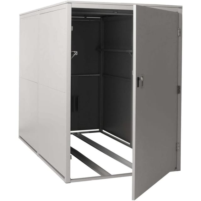 [NEUWERTIG] 2er-Fahrradgarage HHG-852c, Gerätehaus Fahrradbox mit Ablage, abschließbar Metall 160x113x209cm hellgrau