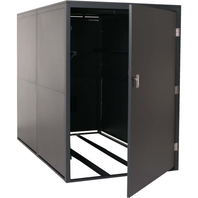 [NEUWERTIG] 2er-Fahrradgarage HHG-852c, Gerätehaus Fahrradbox mit Ablage, abschließbar Metall 160x113x209cm anthrazit