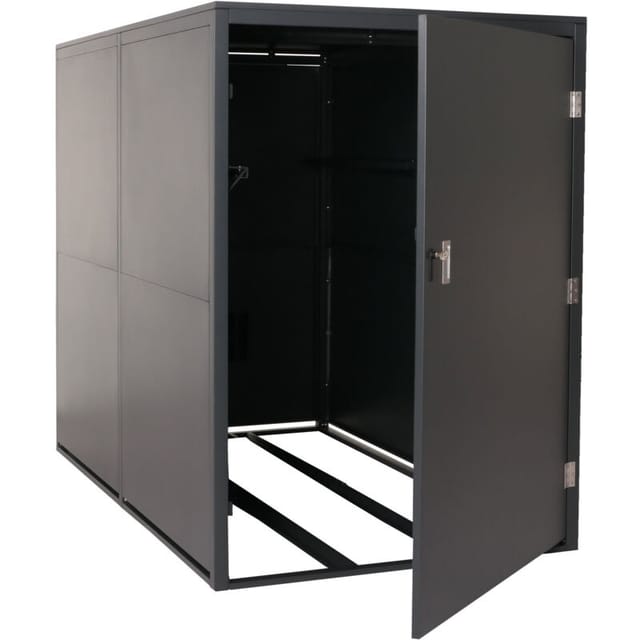 2er-Fahrradgarage HHG-852c, Gerätehaus Fahrradbox mit Ablage, abschließbar Metall 160x113x209cm anthrazit