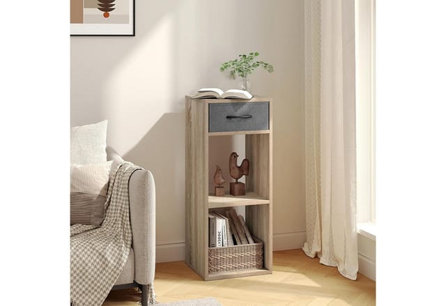 3 Ebenen Bücherregal, Bücherschrank schmal, Würfelregal Aufbewahrungsregale, Standregal mit 1 Stoffschublade 2 Würfeln, für Wohnzimmer Schlafzimmer,