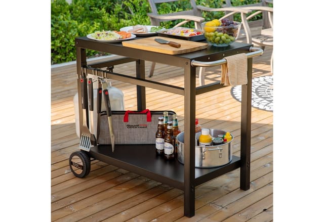 Grillwagen Grilltisch Outdoor Beistelltisch Garten Trolley Outdoorküche Multifunktioneller Arbeitstisch Werkbank für Outdoor bbq Servierwagen