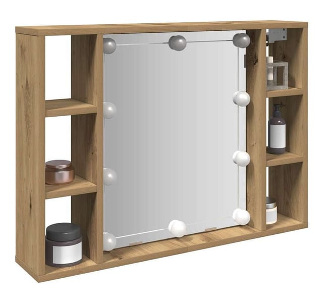 Spiegelschrank mit LED-Leuchten Artisan-Eiche 76x15x55 cm - Vidaxl