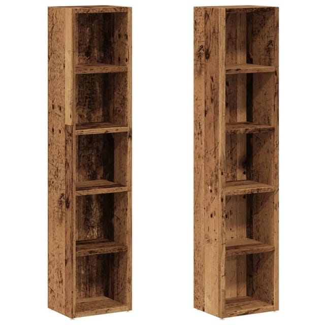 vidaXL CD-Regale 2 Stk. Altholz-Optik 21x16x93,5 cm Holzwerkstoff