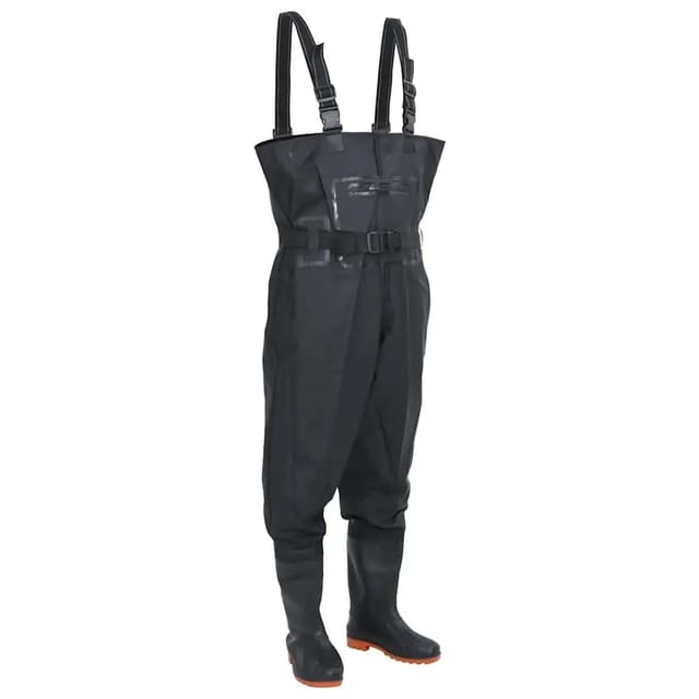 Wathose mit Stiefeln und Gürtel Schwarz Größe 45 Vidaxl 357751