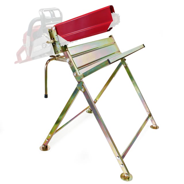 Wiltec - Sägebock verzinkt klappbar, 88x71x96 cm, mit Kettensägenhalter und Zwangsführung, Holzsägebock für Brennholz, bis 120 kg