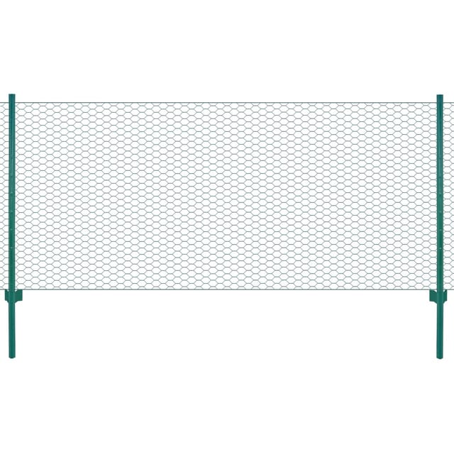vidaXL Maschendrahtzaun mit Pfosten Stahl 25 x 0,75 m Grün
