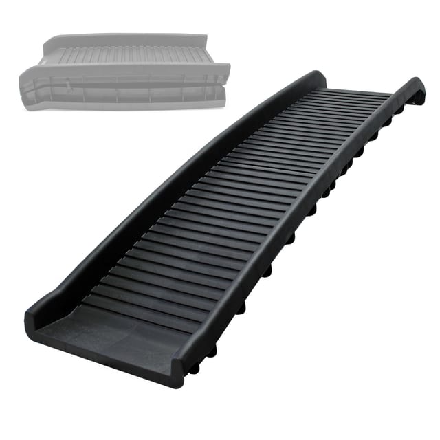 Hunderampe faltbar, 156 x 40 cm, geklappt 79 x 40 cm, aus Kunststoff, rutschsicher, Traglast bis zu 90 kg, Haustierrampe - Wiltec