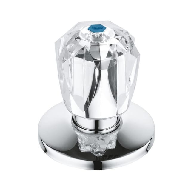 Grohe Oberteil, DN 20, für UP-Ventile 3/4", Brillant-Griff, wärmeisoliert, Schubrosette, Markierung Blau, Chrom