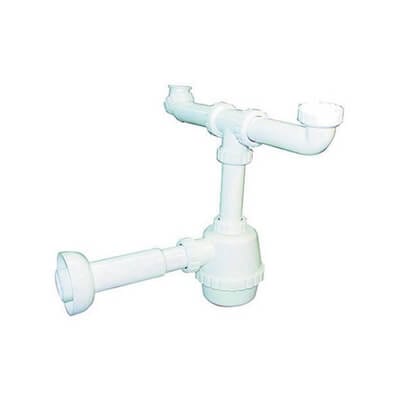 Dianhydro - 2-Wege-PVC-Siphon s / Ablaufgarnitur für Porzellan mit Hülse