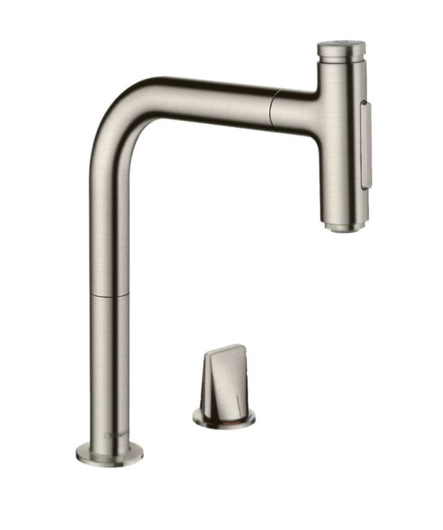 M71 - Spültischarmatur M5120-H200 mit ausziehbarer Geschirrbrause, 2-Loch Montage, sBOX, Edelstahl 73818800 - Hansgrohe