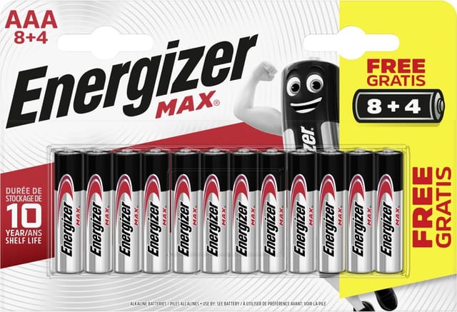 Energizer - Max Alkaline Batterie Micro aaa 1,5 v, 8 + 4er Pack