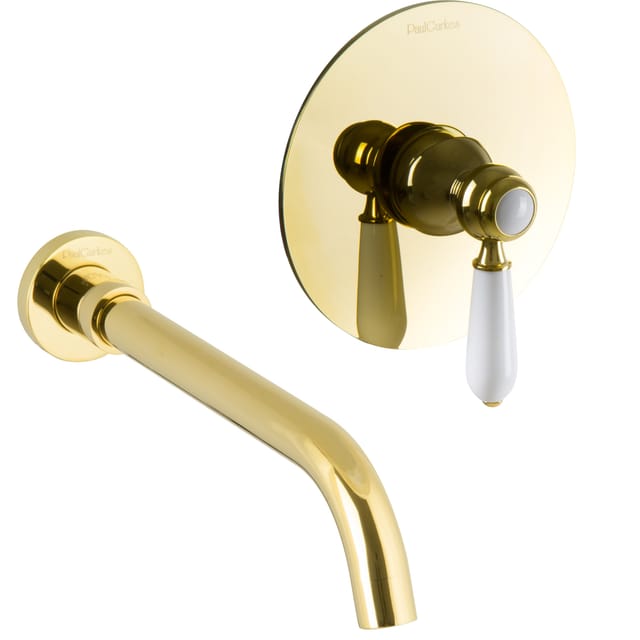 Paulgurkes - Waschtisch-Armatur Gold 2-Loch Unterputz Einhandmischer Nostalgie