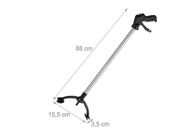 2 x Greifzange, Müllgreifer, Armverlängerung, Greifhilfe für Senioren, Aluminium, Kunststoff, 88cm, schwarz/silber