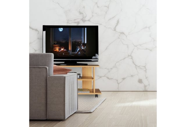 Relaxdays - tv Board mit Rollen, 2 Fächer für Fernseher, Konsole & Receiver, fahrbarer Fernsehtisch, hbt 45x80x40 cm, weiß